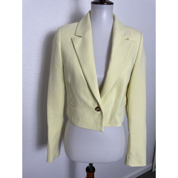 Zara Blazer Jacket Crop Single Breast Yellow - Picture 1 of 11